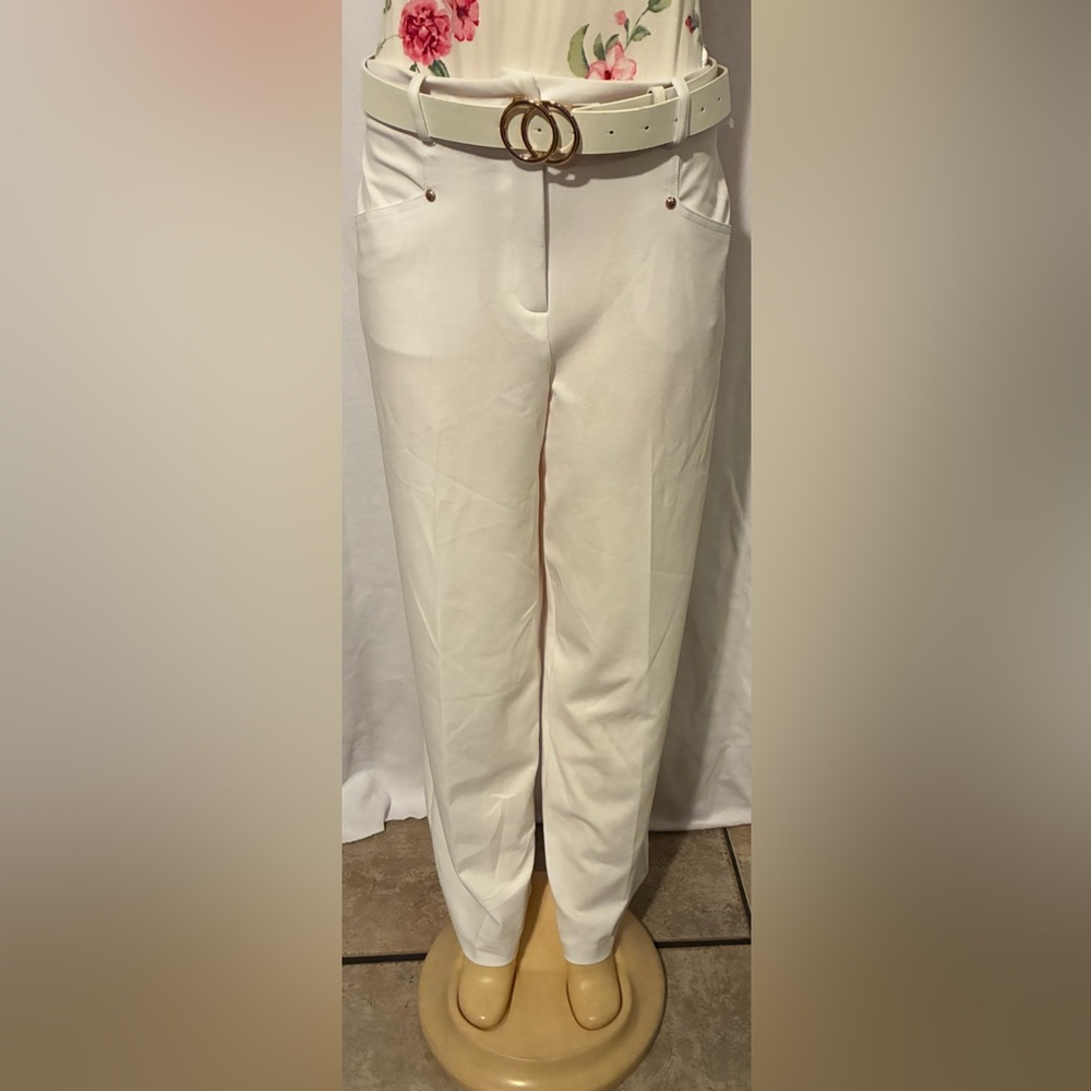 Michael Kora White Wide-Leg Pants size 10 Women